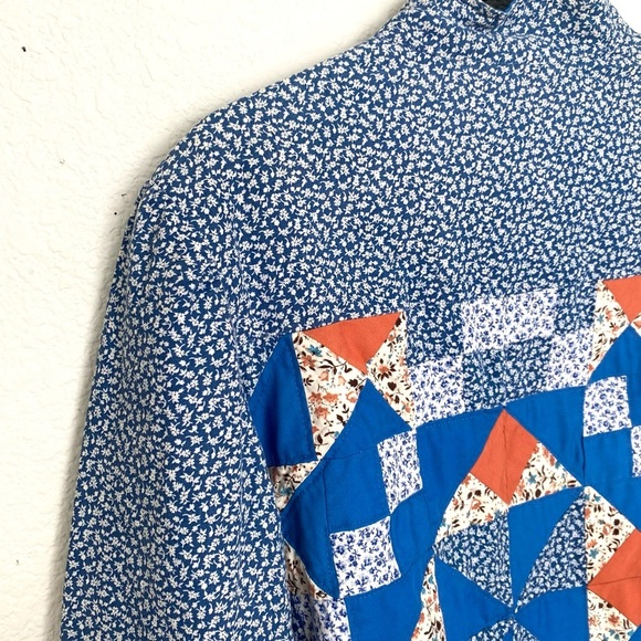 -sold- Vintage 70s Handmade Patchwork Calico Ditsy Floral Jacket - Picture 7 of 8